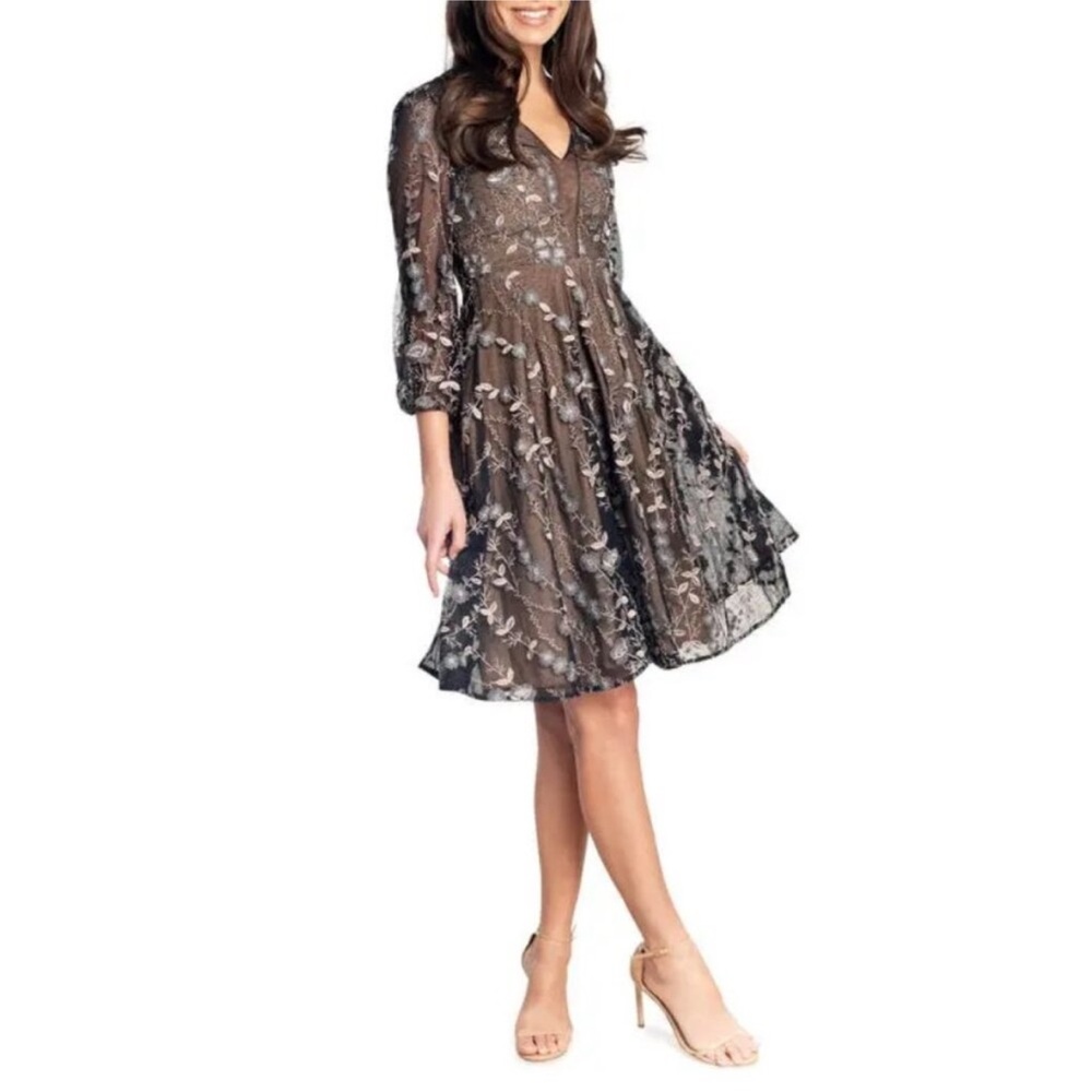 Dress The Population Sabrina Floral Embroidered Dress